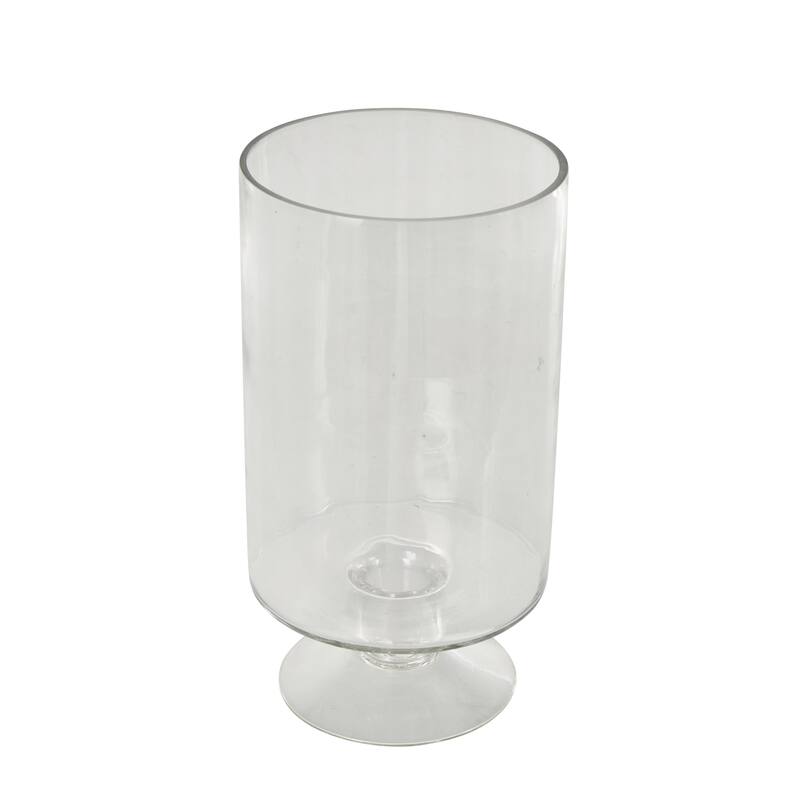 Glass Wide Candle Holder with Elevated Base - Clear - Roche River Decor - 6"W x 6"L x 11"H