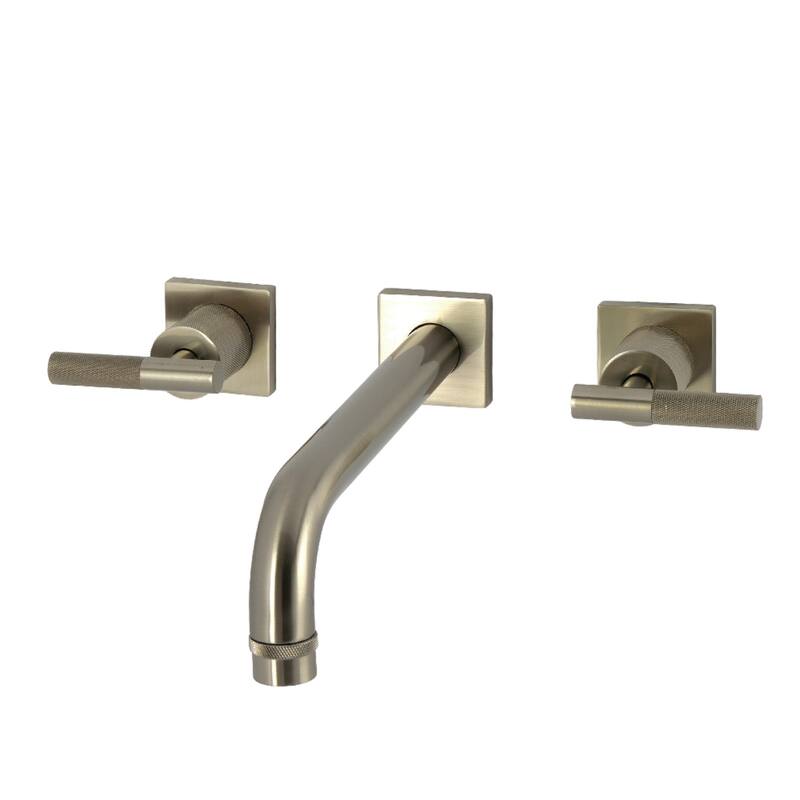 Kingston Brass Convergent Two-Handle Wall Mount Roman Tub Faucet with Knurled Handle - Brushed Nickel