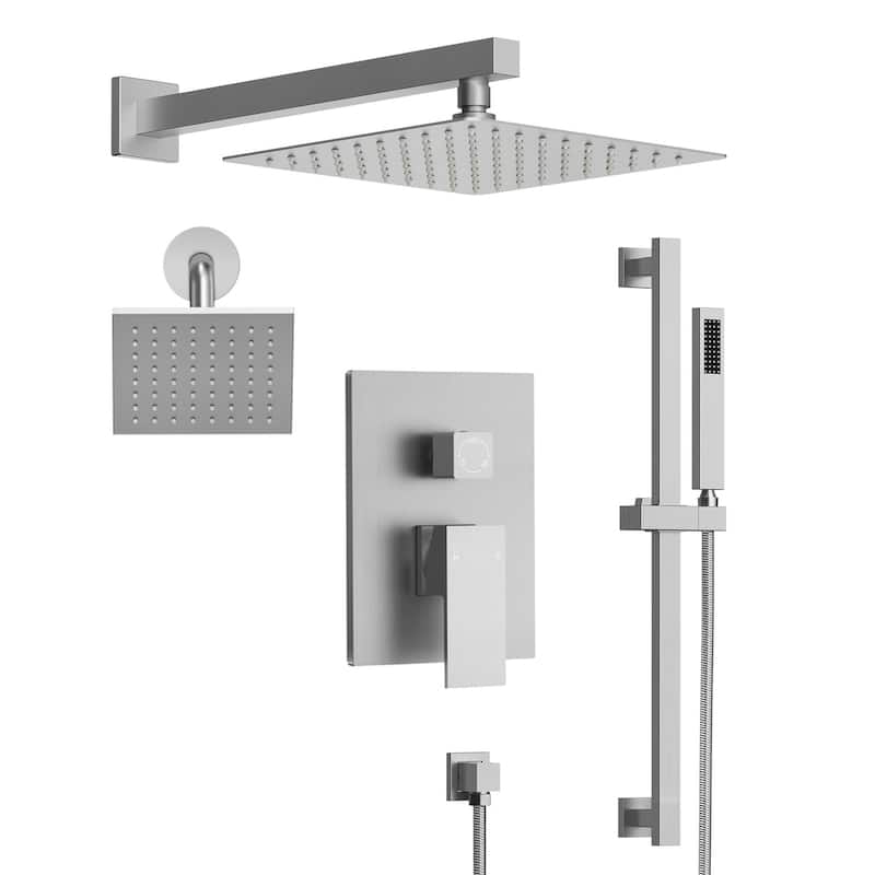 Dual Shower Head System with 10" High Pressure Handheld Spray And Slide Bar
