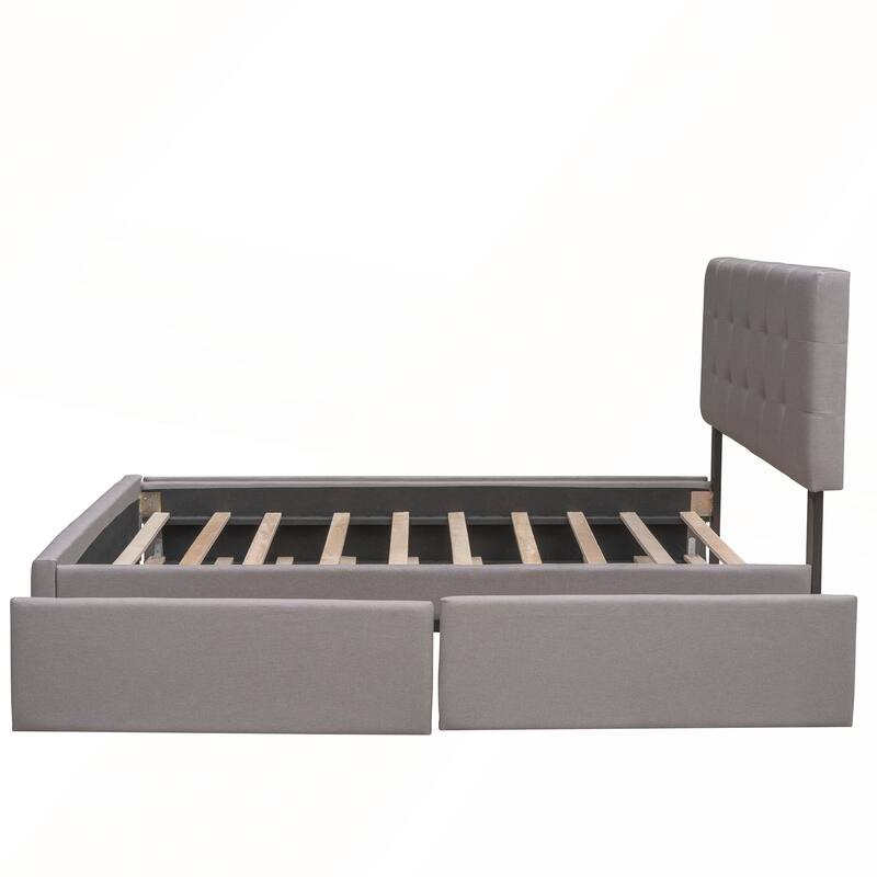 Upholstered Platform Bed with 2 Drawers and 1 Twin XL Trundle