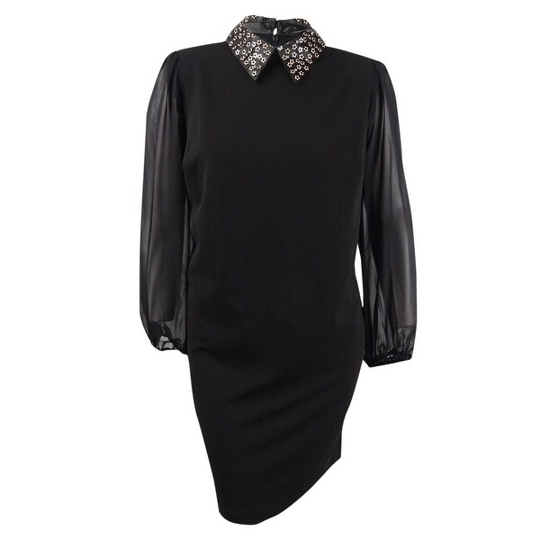 plus size black dress with white collar