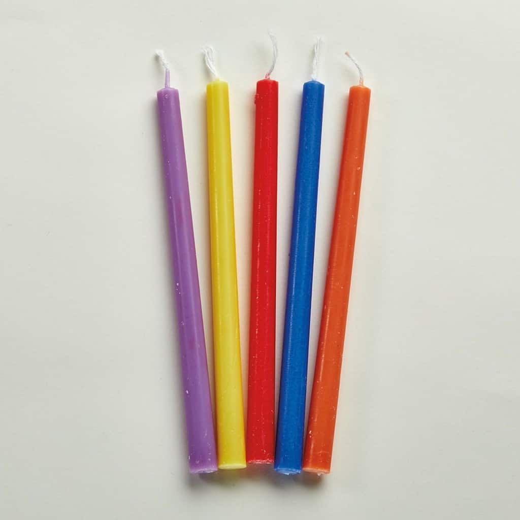 Vibrantly Colored Deluxe Hanukkah Candles 5.25"