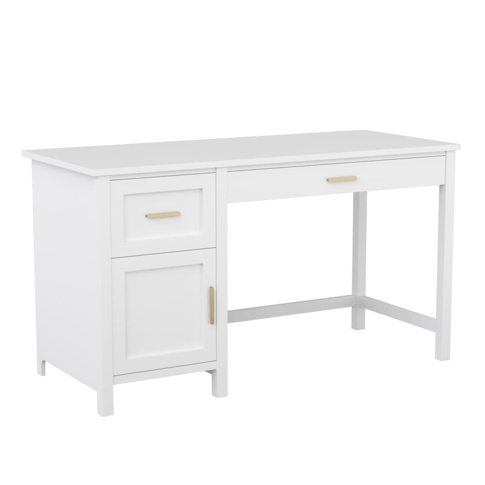 Martha Stewart Shaker Style Wood Home Office Desk with Storage Cabinet and 2 Drawers