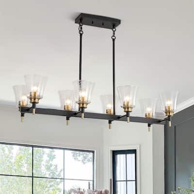 Modern 8-Light Cone Seeded Glass Kitchen Island Chandelier