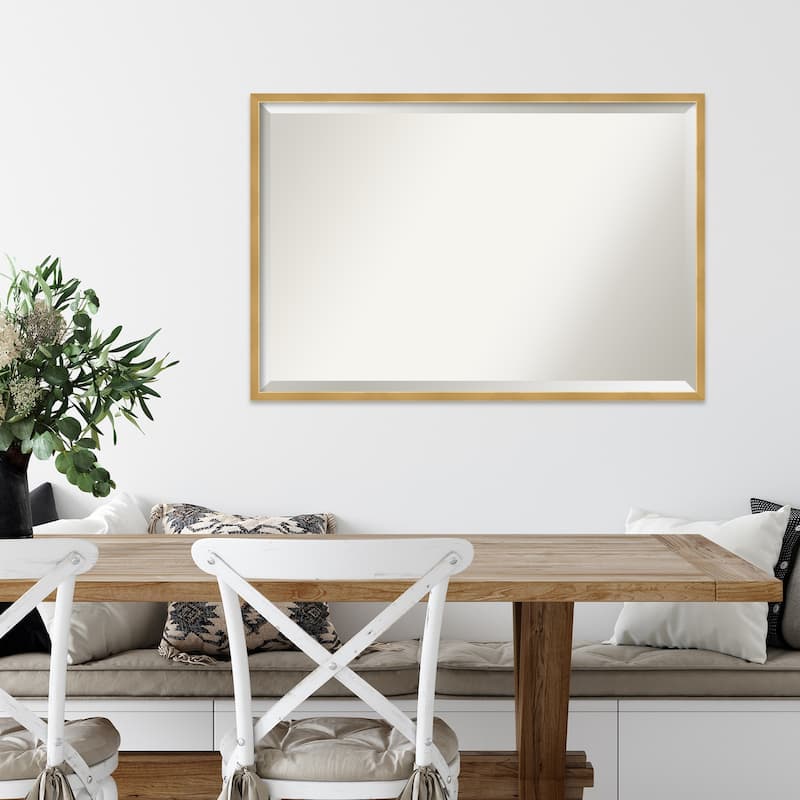 Beveled Wood Wall Mirror - Svelte Polished Gold Frame