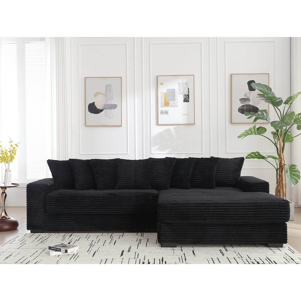 Sofa 111-in Casual Black 2 -seater Right Reclining Sectional - 8' x 10'
