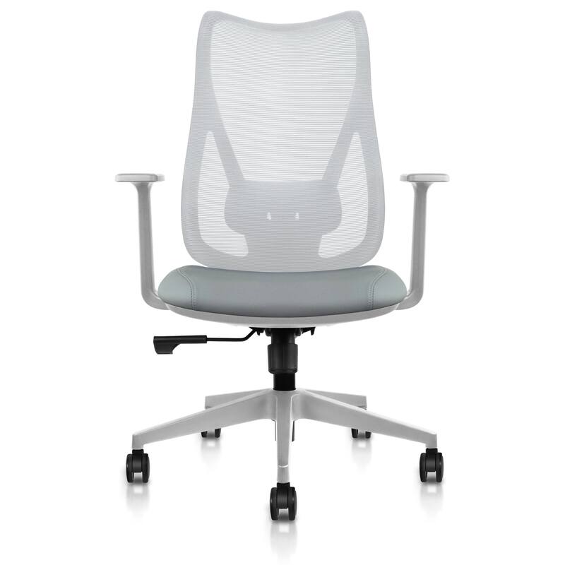 Ergonomic Office Desk Chair | High Back Mesh with Upholstered PU Leather Cushion Seat | Reclining Tilt Adjustable Lumbar Support