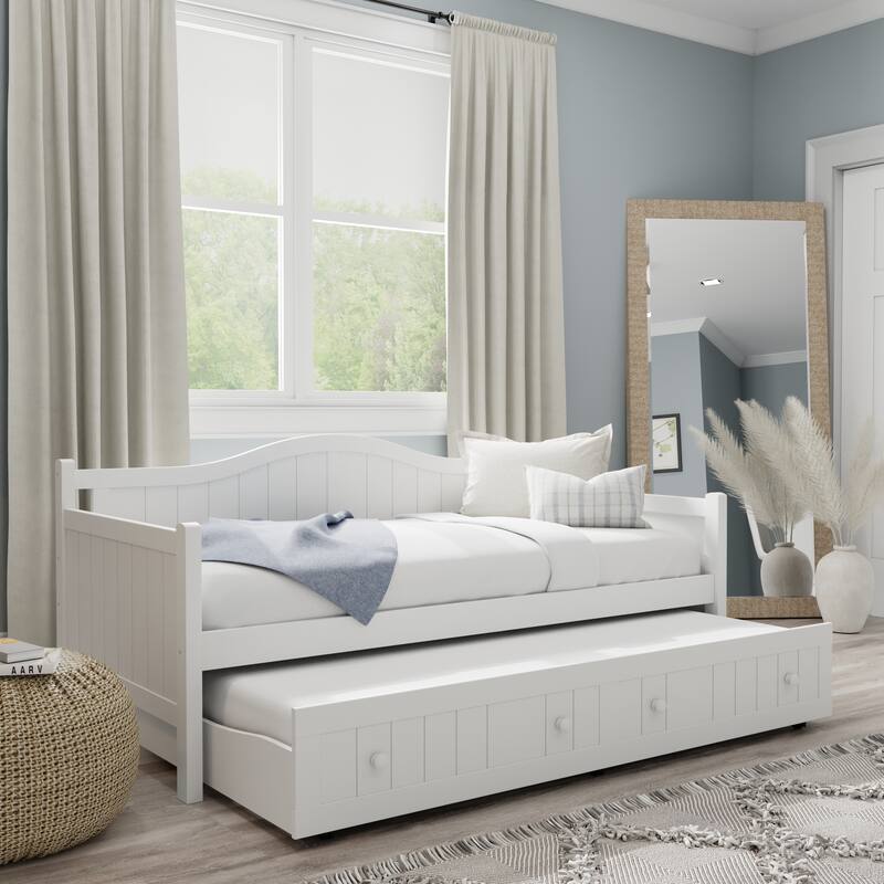 Hillsdale Furniture Staci Wood Twin Daybed, White - White_w/Trundle - Twin