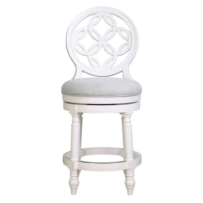 Tiffany Wood Bar Stool with Back and Swivel Upholstered Seat