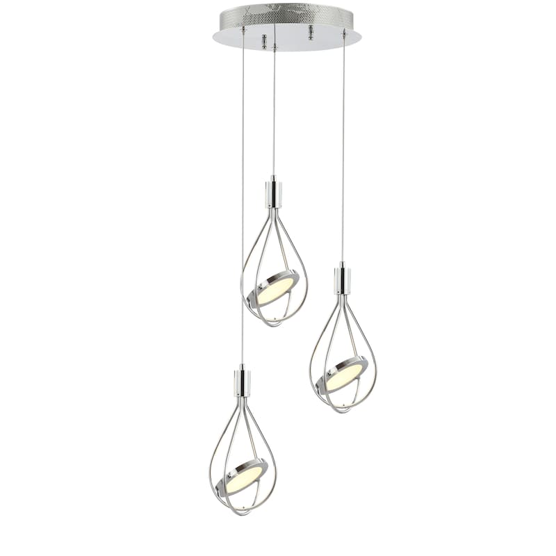 Orion 11.5" 3-Light Adjustable Integrated LED Cluster Pendant, Chrome by JONATHAN Y