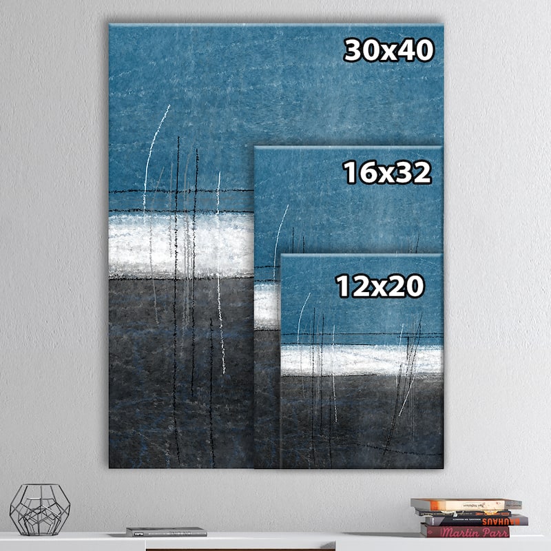Designart "Teal and Grey Abstract Art " Modern Canvas Wall Art