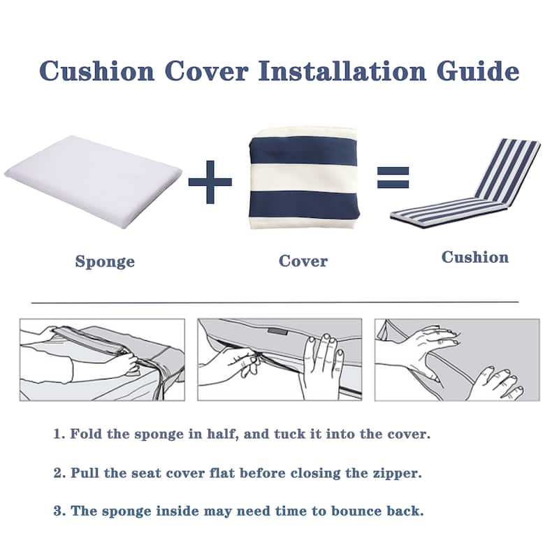 GDFStudio Bula Outdoor Chaise Lounge Cushion with Removable Cover (Set of 2)-ONLY CUSHION - 74.41" x 22.05"