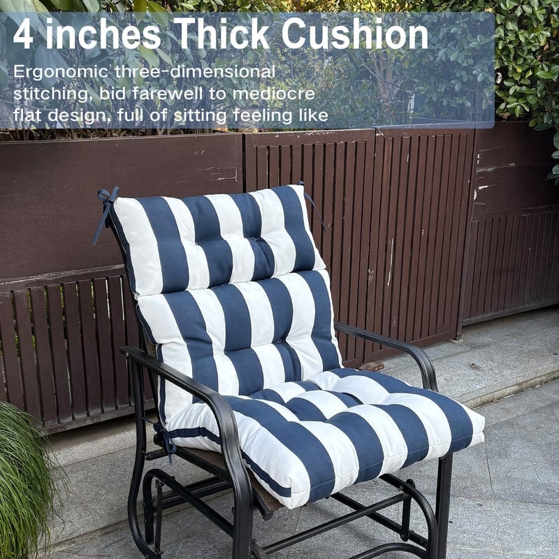 2 Pcs Set High Back Patio Chair Cushions, 44'' x 22''x 4''Tufted Rocking Chair Cushions, for Garden Porch Home Office Chair Use