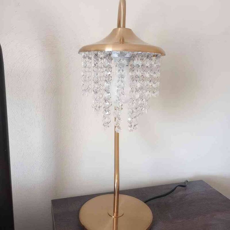 21" Modern Gold Crystal Arched Table Lamp with Dimmable Switch