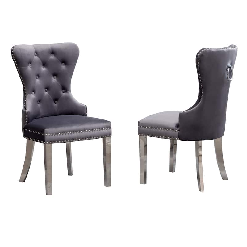 Contemporary Tufted Velvet Chair Set of 2