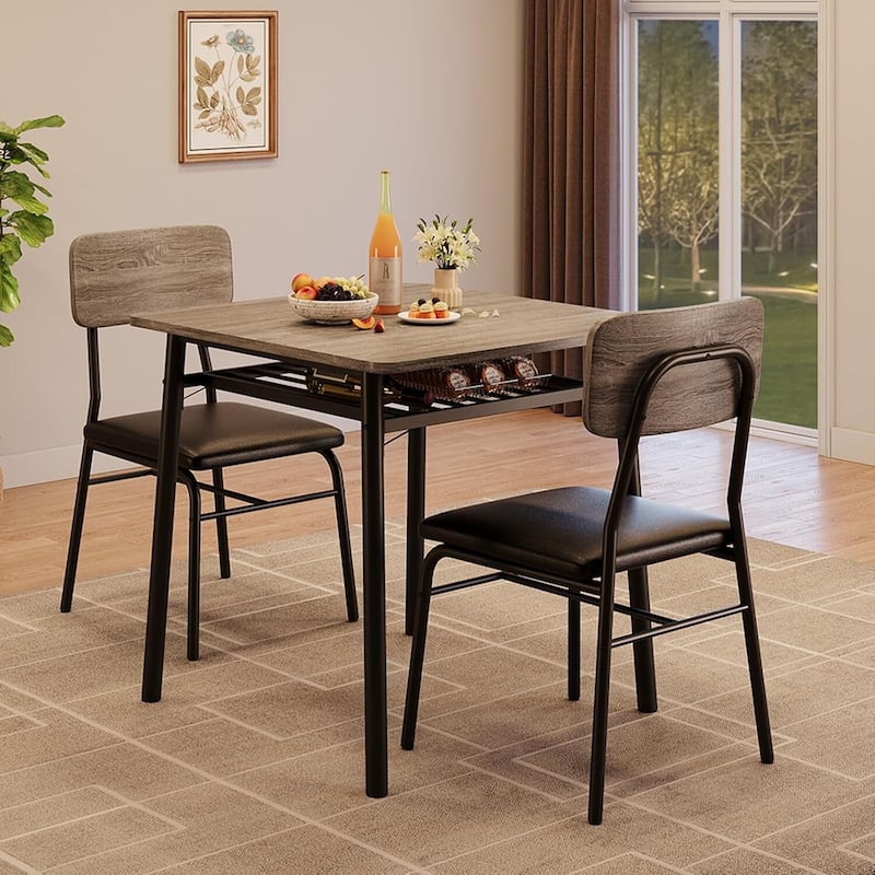 Kitchen Dining Table for 2 with Storage Rack Set for Small Space, Apartment
