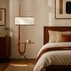preview thumbnail 4 of 7, Mid-Century Wood Tripod Floor Lamp with Table