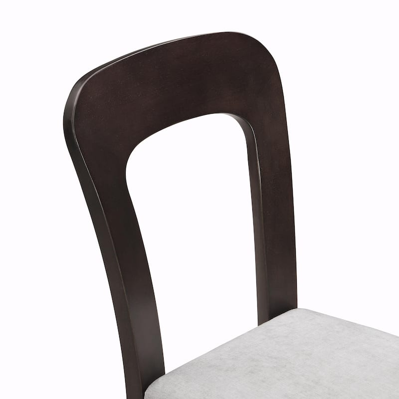 Set of 2 Fabric Upholstered Dining Chairs with Solid Rubber Wood Legs