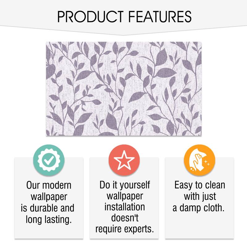 SUSSEXHOME Removable Wallpaper-Waterproof, Strippable, Light Resistance & Cleanable Wall Paper Roll-Wallpaper-Leaves