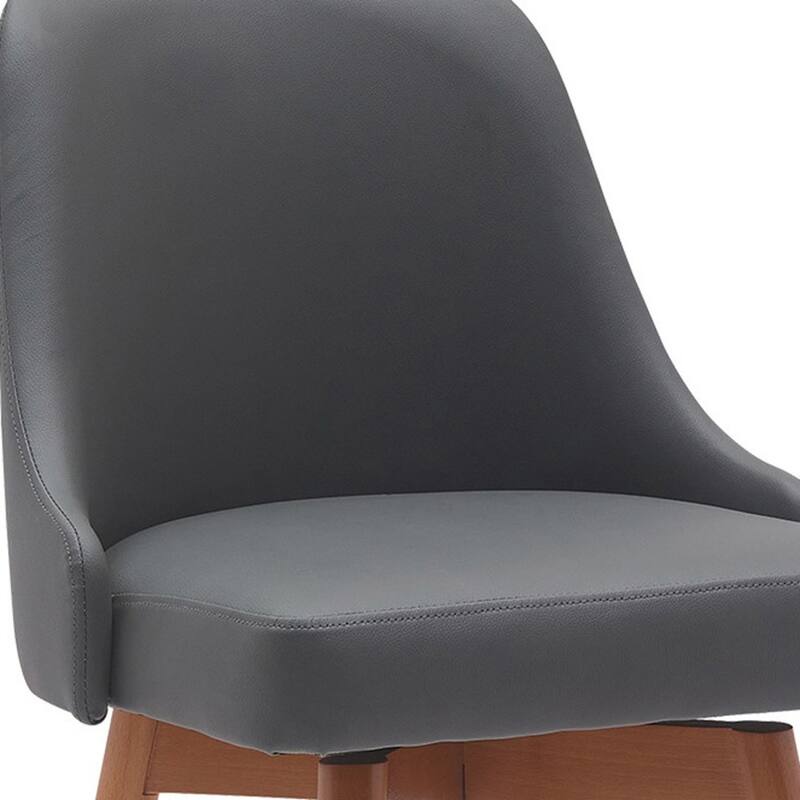 Faux Leather Swivel Bar Chair with Solid Wood Base and Footrest