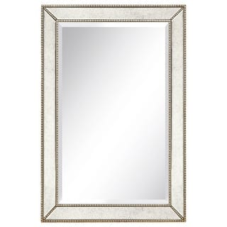 Champagne Bead Beveled Rectangular Wall Mirror - Clear