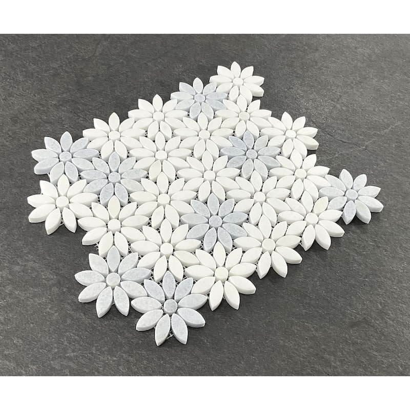 Flower Pattern Marble Novelty Mosaic Wall & Floor Tile - Case (10 Sheets)