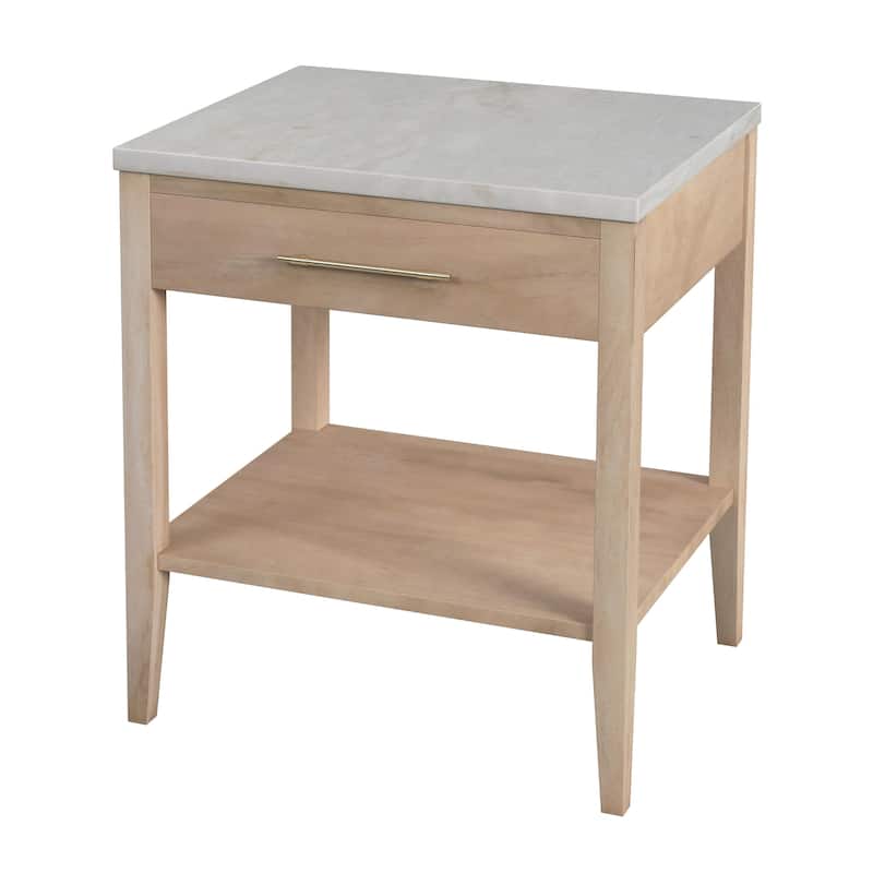 Mayfair 1 Drawer Wood and Marble Nightstand
