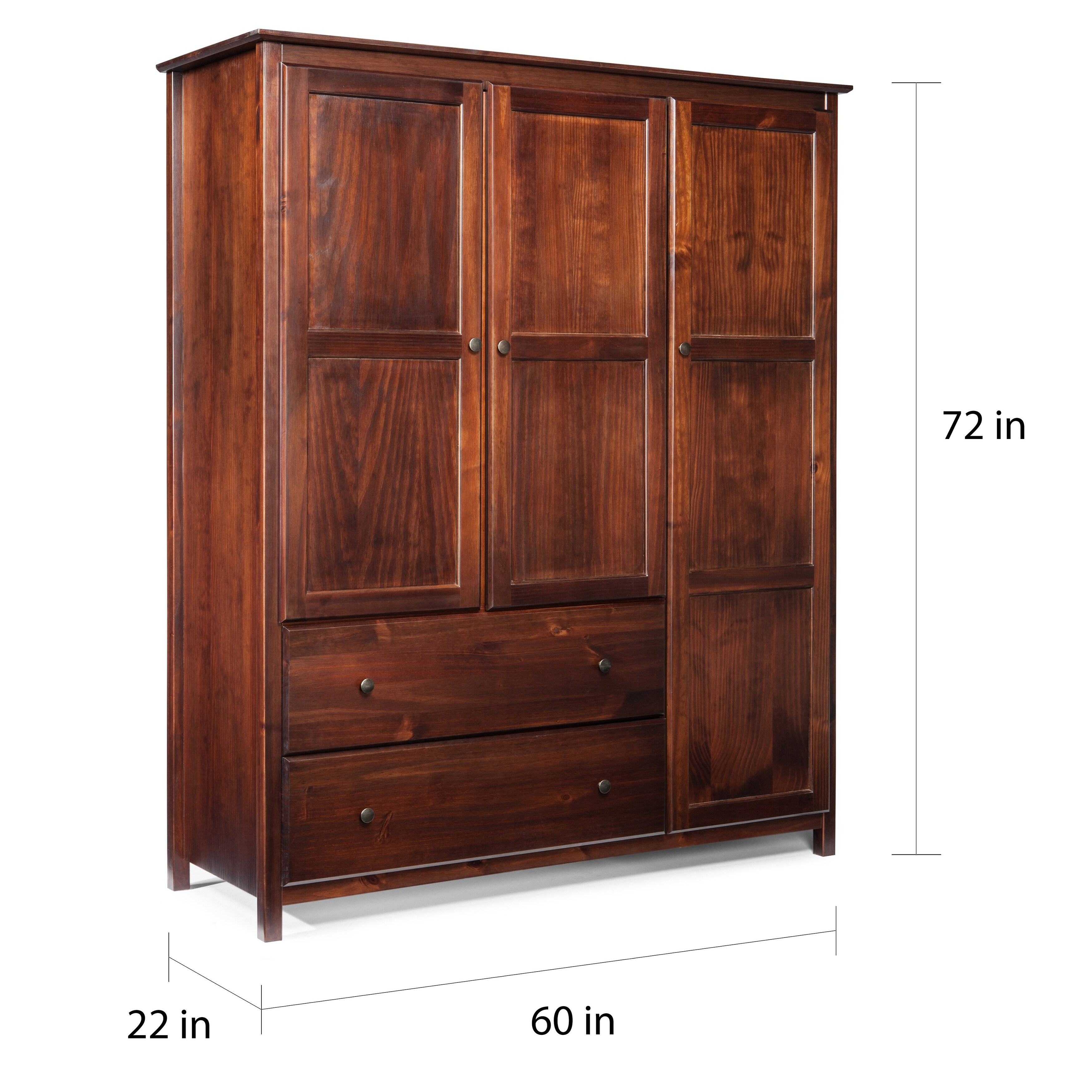 Grain Wood Furniture Shaker Cherry Solid Wood 3 Door Armoire On Sale Overstock 10036236