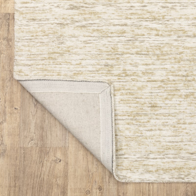 Thalia Scandinavian Textured Stripes Beige/ Ivory PET Yarn Area Rug