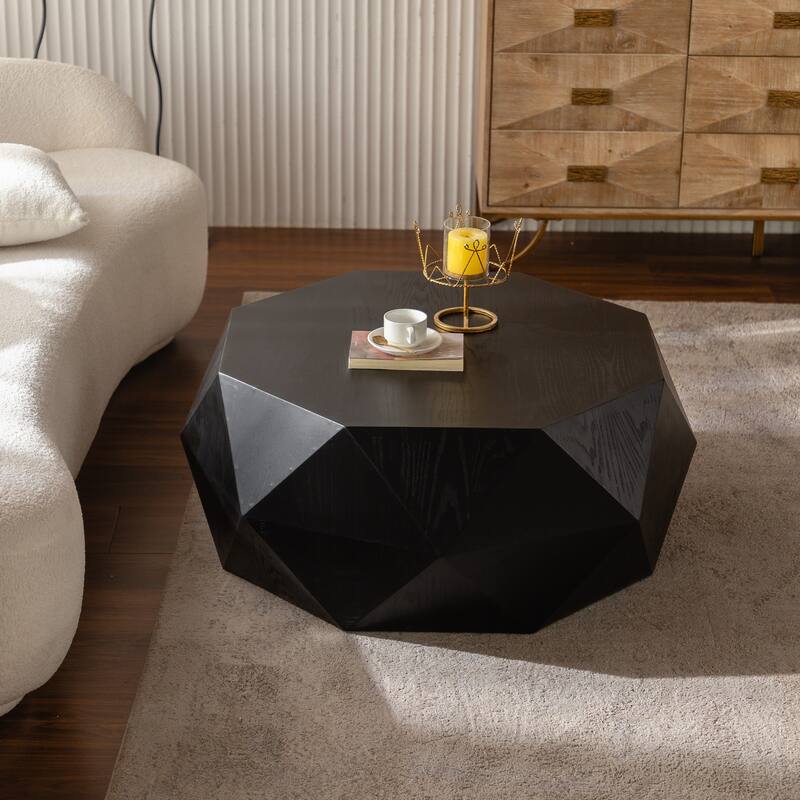 American Retro Coffee Table with 3D Relief Pattern, Nail Holes Knots and Wood Marks, for Living Room