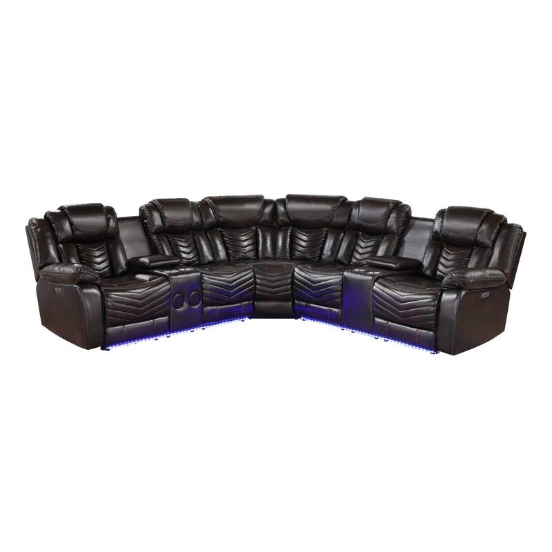 Cove Faux Leather 3-Piece Power Reclining Sectional Sofa with Consoles
