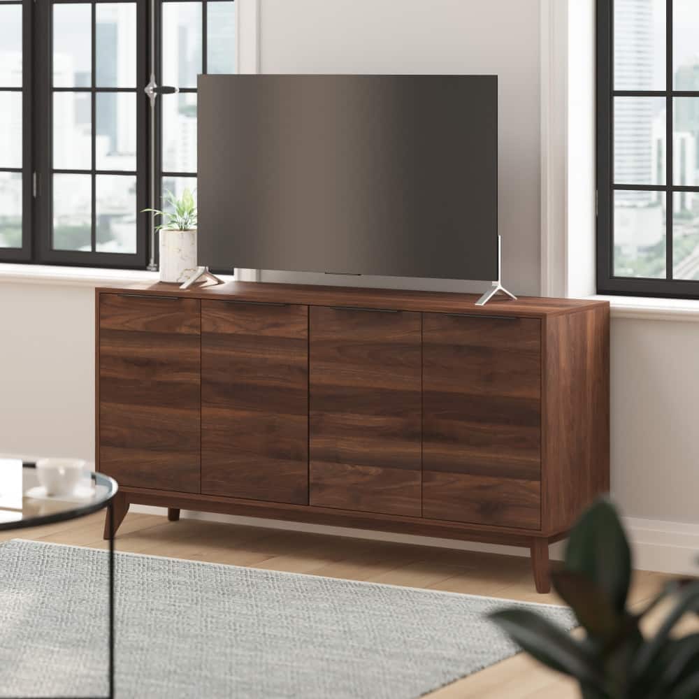 60" Buffet Cabinet with 4 Soft Close Doors and Adjustable Shelves