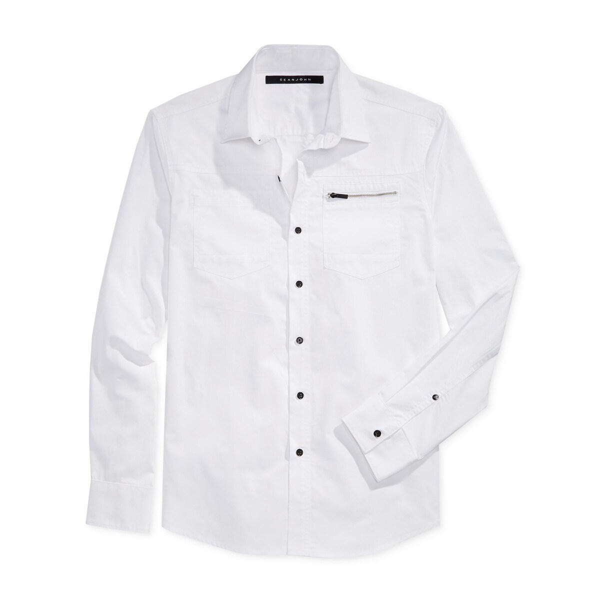 Shop Sean John Mens Big Tall Button Down Shirt Zipper Accent