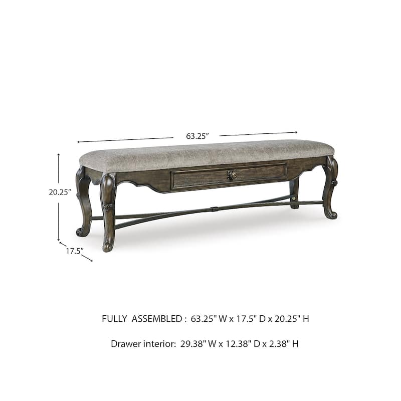 Signature Design by Ashley Maylee Dark Brown 63" Dining Bench - 63.25"W x 17.5"D x 20.25"H