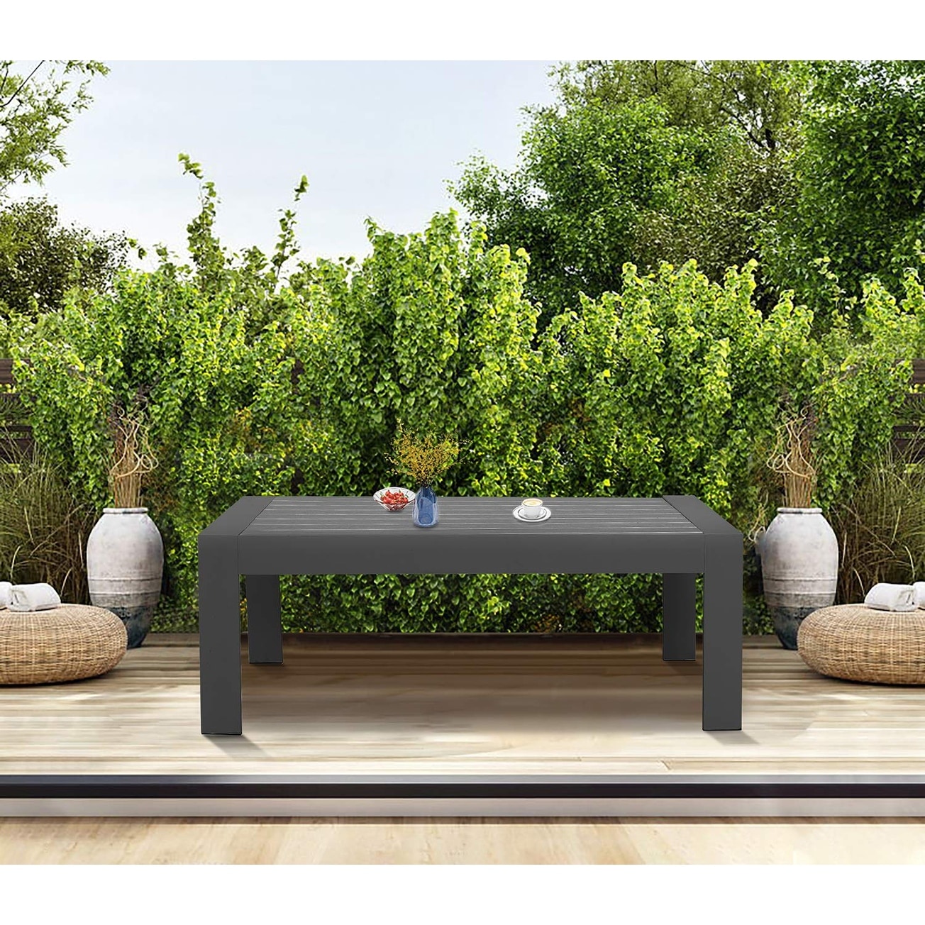 Royalcraft Aluminum Outdoor Coffee Table – 42" Rustproof, Wood Panel Top