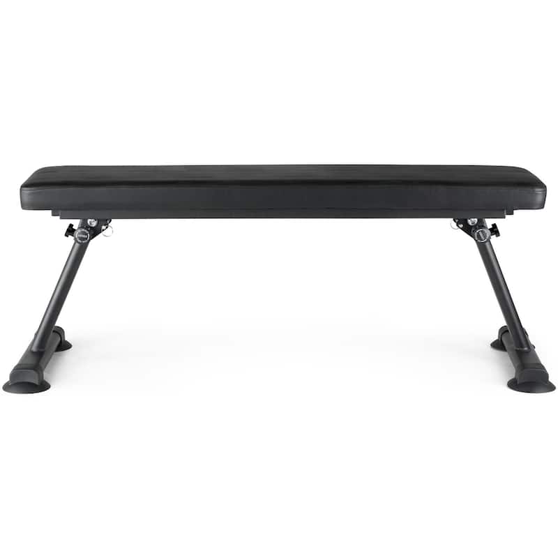 Black Steel Foldable Flat Weight Bench 1000lbs with Thick Cushion - 45.7" x 17" x 16.7"
