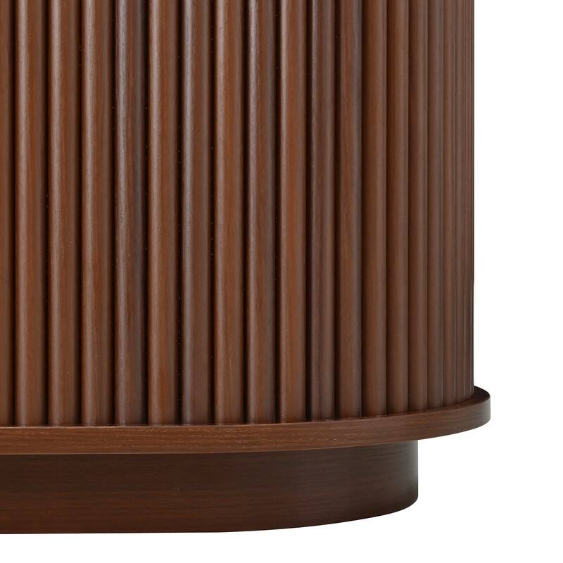 Farmhouse TV Stand with Sliding Tambour Door for 75-Inch TVs, Fluted Media Console with Adjustable Shelves and Golden Handles