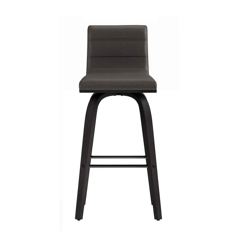 Skara Mid-Century Swivel Counter Stool, Upholstered Counter Height Chair with Bentwood Legs