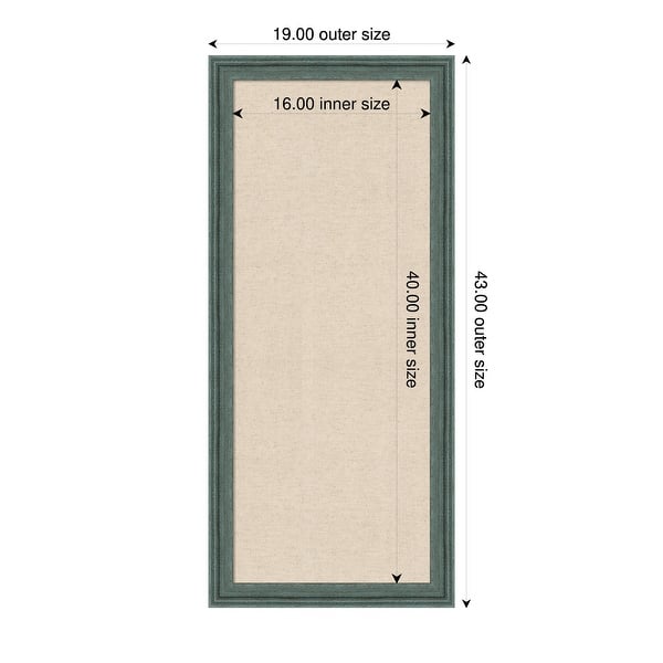 slide 2 of 4, Amanti Art Framed Fabric Pinboard Natural Linen Printed Bulletin Board Board Size 16 x 40 - Upcycled Teal Grey