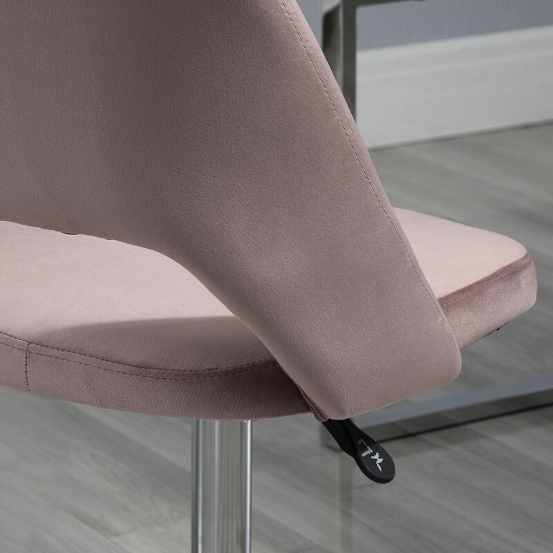 Modern Mid-Back Office Chair Armless Office Chair with Velvet Fabric Hollow Back Design, for Home Office, Pink