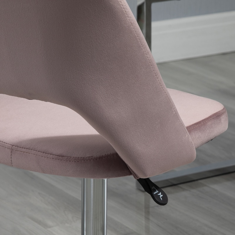 Velvet Fabric Mid Back Office Chair with Wheels, Armless Upholstered Home Office Chair, 360 Swivel Ergonomic Chair - N/A