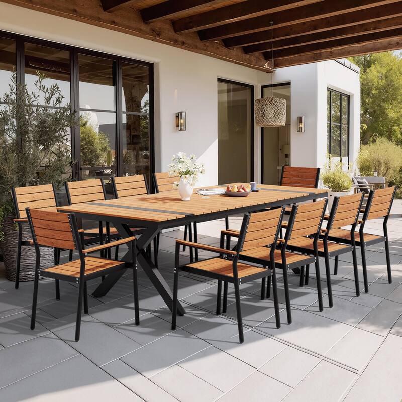 Pellebant All-Weather Aluminum X-shaped Outdoor Patio Dining Table