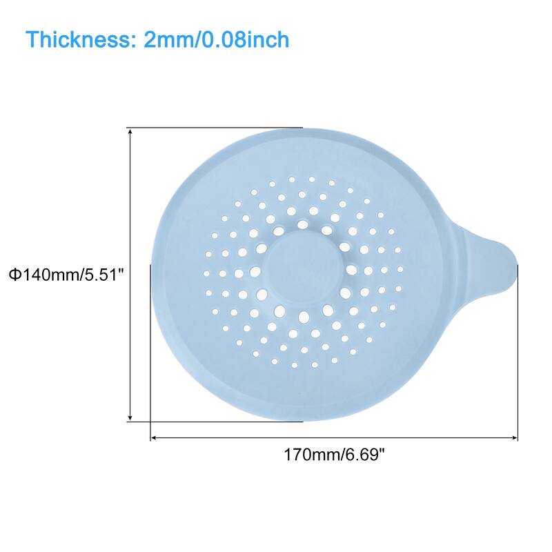 Hair Drain Catcher, 5.51inch Tub Drain Covers Protector with Handle - Sky Blue - 4Pcs