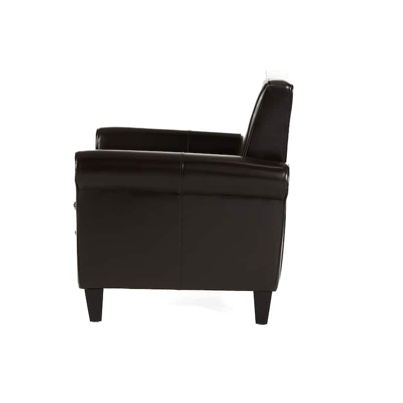 Freemont Brown Bonded Leather Club Chair by Christopher Knight Home