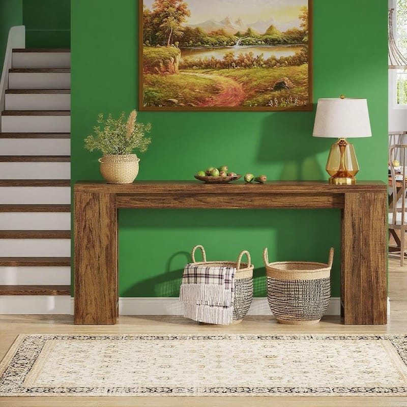 Farmhouse Console Table Rustic Wood Entryway Sofa Hallway Foyer Table 70 Inch - 70.9" x 11.8" x 33.5"