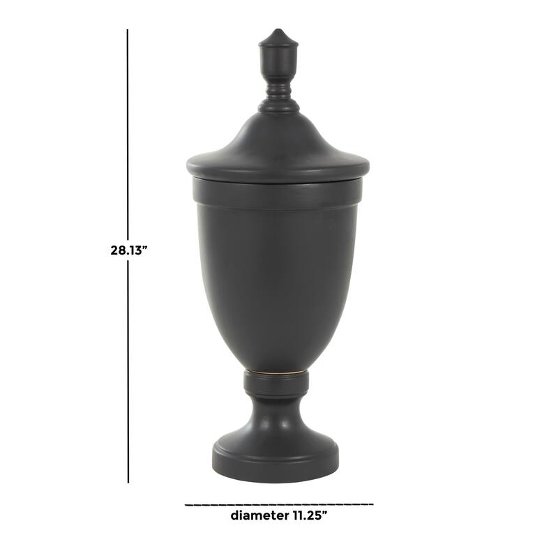 Black or White Ceramic Fluted Urn Shaped Decorative Jars with Lid