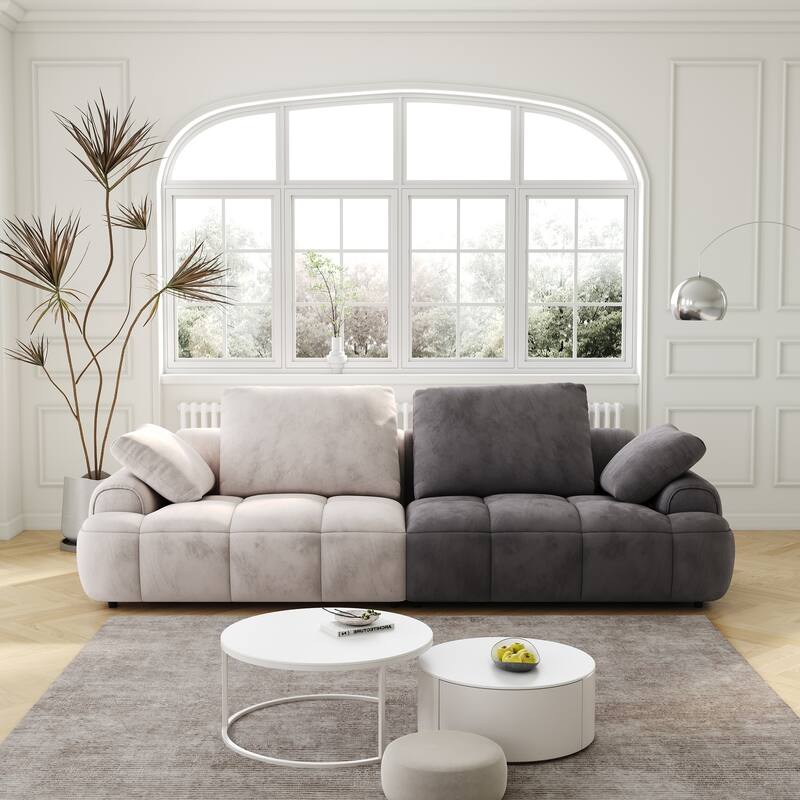 Spacious 3-Seat Suede Couch - Modern Sofa with Eucalyptus Frame, Easy Assembly, Perfect for Living Room