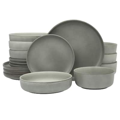 Gibson Soho Lounge Pasco 16 Piece Double Bowl Reactive Glaze Dishes Stoneware Ceramic Dinnerware Set