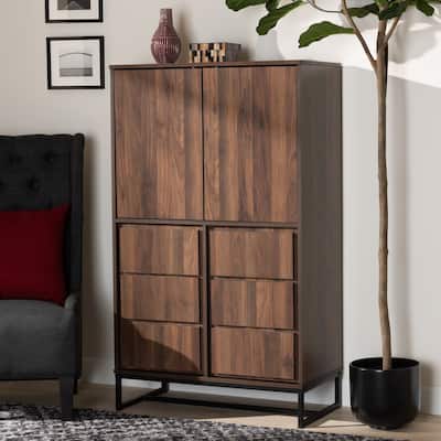 Neil Brown Wood and Black Finished Metal Multipurpose Storage Cabinet