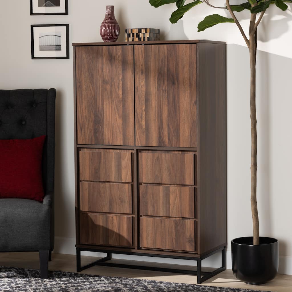 Neil Brown Wood and Black Finished Metal Multipurpose Storage Cabinet
